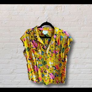 Mauve button down flowered shirt